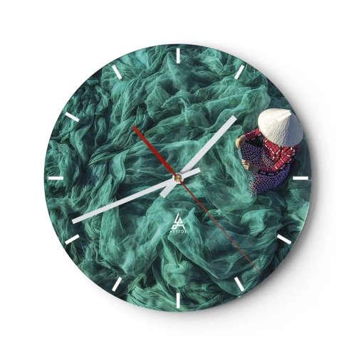 Horloge murale - Pendule murale - Dans une mer de filet - 40x40 cm