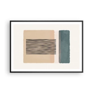 Affiche dans un cadre noir - Poster - Formes géométriques minimalistes dans des tons beiges et verts - 100x70cm - Tout est en ordre - Décoration murale moderne pour le salon et la chambre ARTTOR