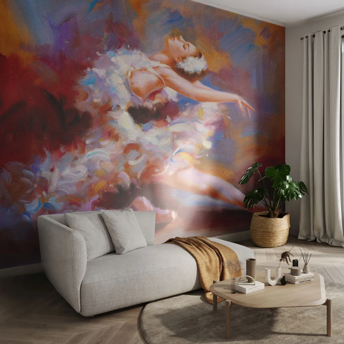 Papier Peint Autocollant Deluxe Sticker - La grâce du cygne - Ballet, Ballerine, Danseur - 200x140 cm