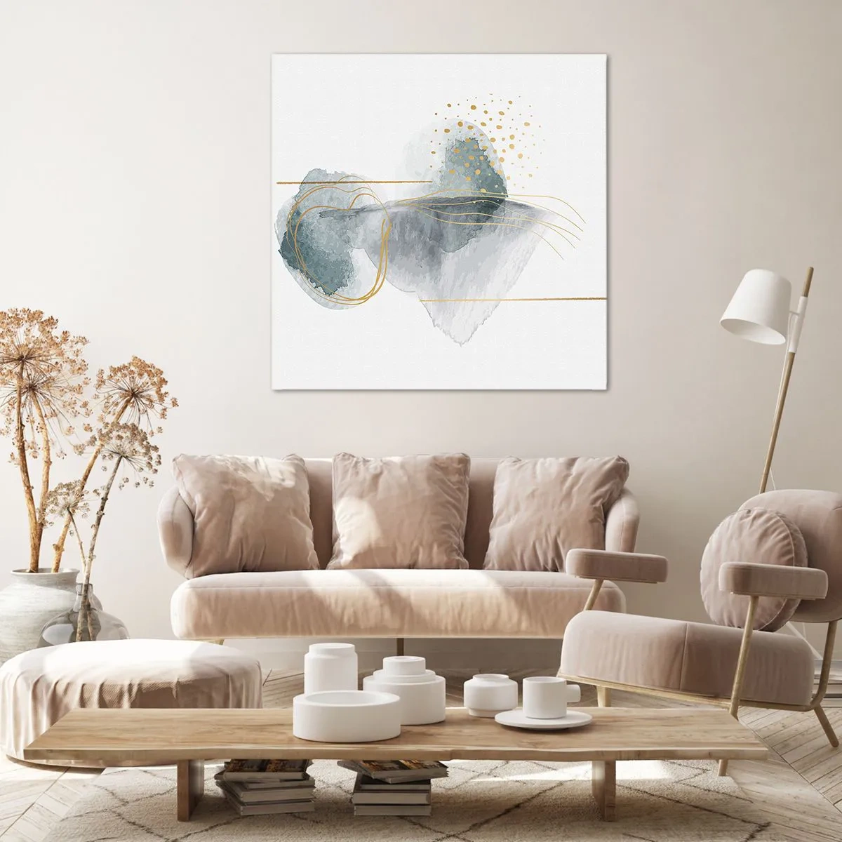 Impression sur toile - Image sur toile - À propos de la relation entre le gris et l'or - 40x40 cm