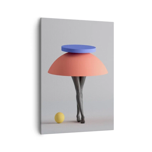 Impression sur toile - Image sur toile - Composition géométrique abstraite avec des jambes et une balle - 50x70cm - Composition surréaliste - Décoration murale moderne pour le salon et la chambre ARTTOR