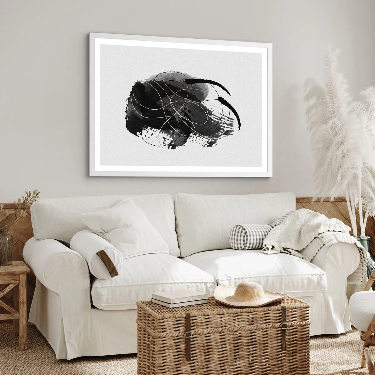 Affiche dans un cadre blanc - Poster - Fait de noir - 50x40 cm