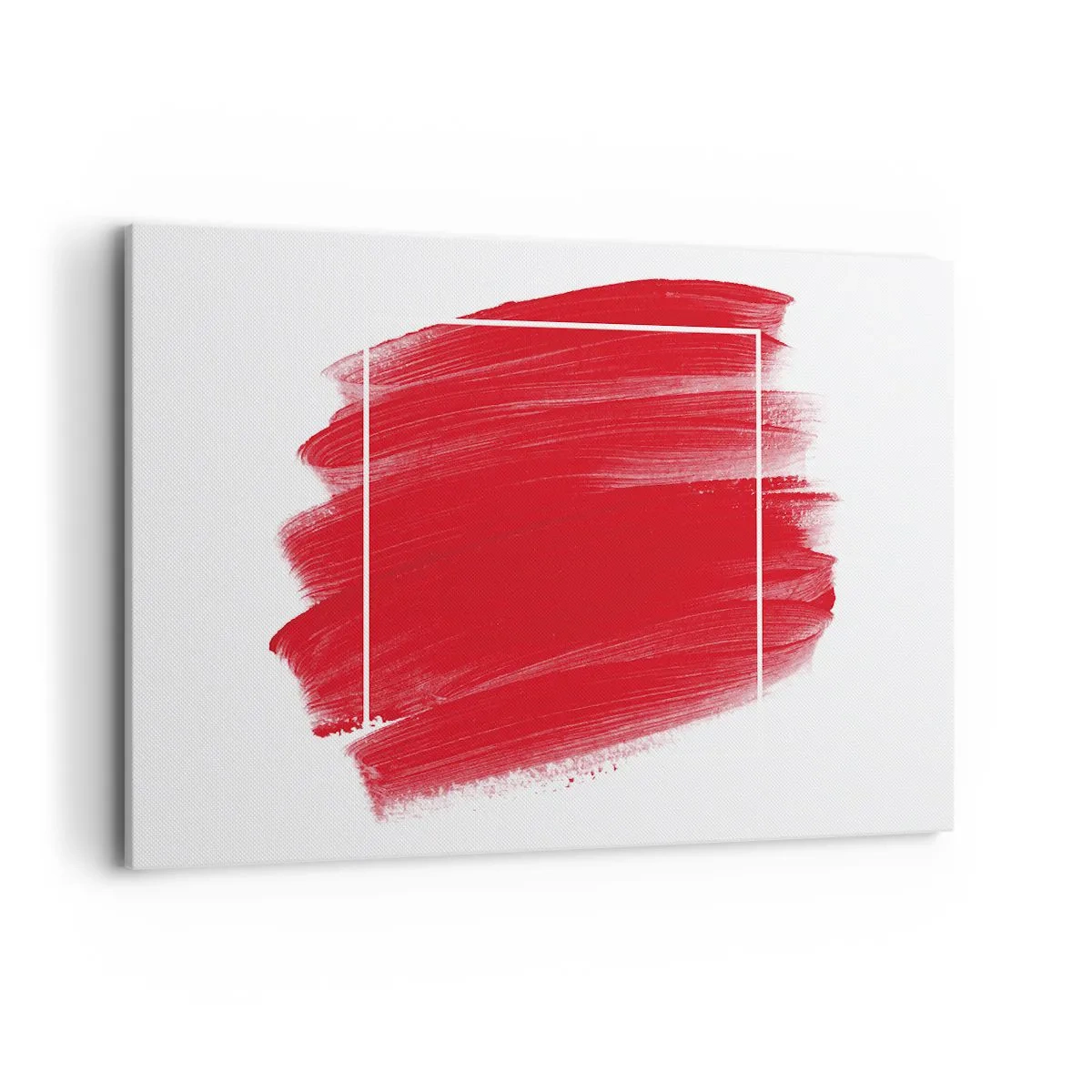 Impression sur toile - Image sur toile - Coup de pinceau rouge avec bordure blanche - 120x80cm - En dehors du cadre - Décoration murale moderne pour le salon et la chambre ARTTOR