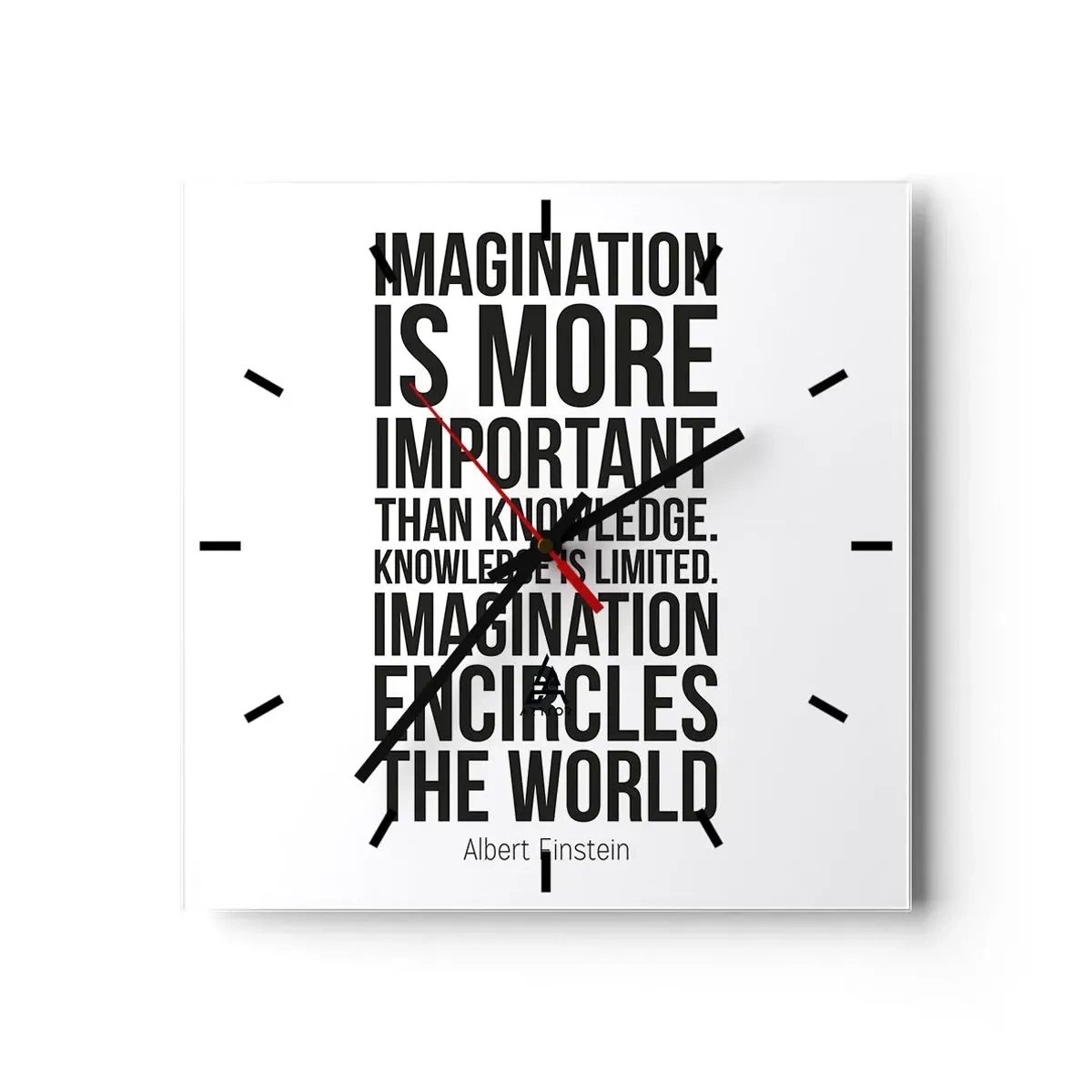 Horloge murale - Pendule murale - Einstein sur le pouvoir de l'imagination - 40x40 cm