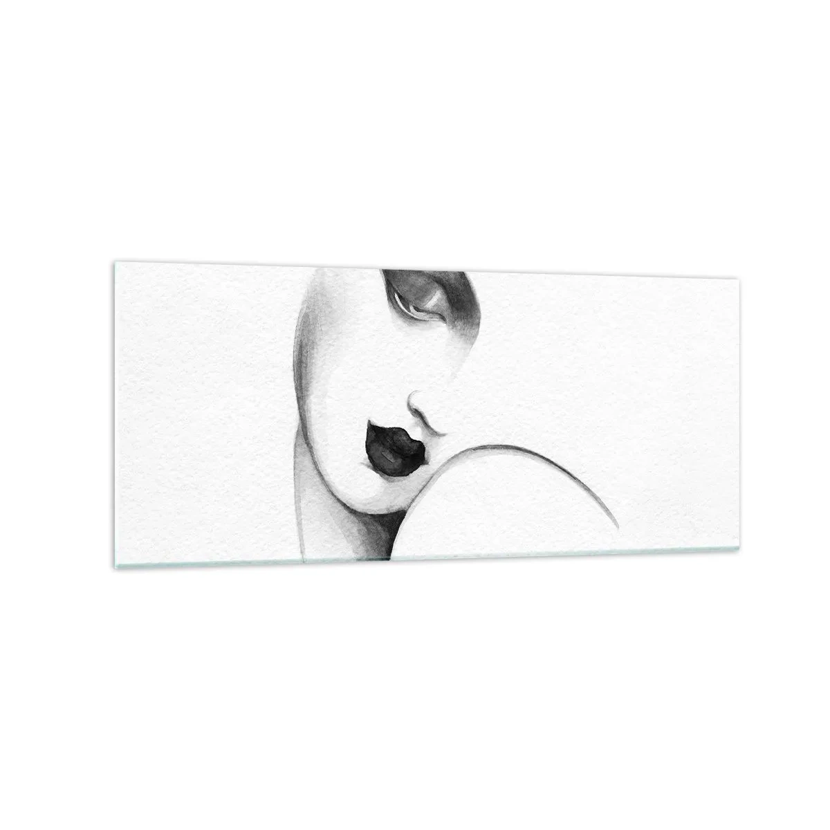 Impression sur verre - Image sur verre - Un portrait subtil d'une femme dans un style monochrome - 120x50cm - Dans le style de Lempicka - Décoration murale moderne pour le salon et la chambre ARTTOR