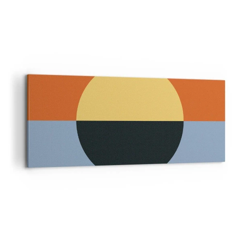 Impression sur toile - Image sur toile - Abstraction géométrique aux couleurs contrastées - 120x50cm - Composition de chaleur et de fraîcheur - Décoration murale moderne pour le salon et la chambre ARTTOR