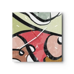 Horloge murale - Pendule murale - Formes abstraites colorées avec des lignes noires - 30x30cm - Pirouettes parmi les couleurs - Décoration murale moderne pour le salon et la chambre ARTTOR