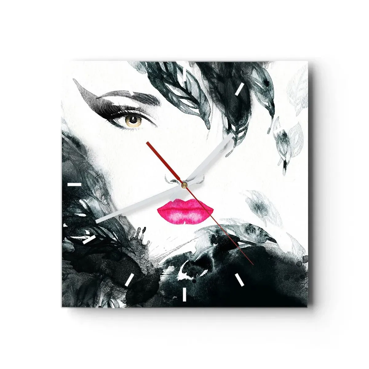 Horloge murale - Pendule murale - Attention! Femme fatale - 40x40 cm