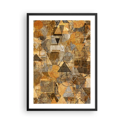 Affiche dans un cadre noir - Poster - Composition géométrique abstraite dorée - 50x70cm - Le monde en forme - Décoration murale moderne pour le salon et la chambre ARTTOR