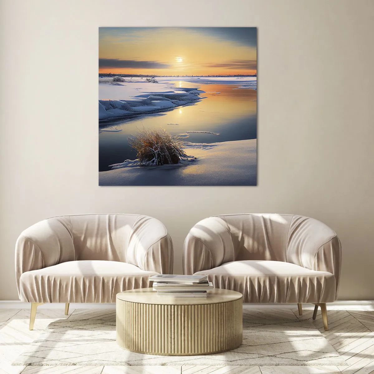 Impression sur verre - Image sur verre - Coucher de soleil d'hiver - 30x30 cm