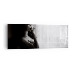 Impression sur toile - Image sur toile - Une femme dans une pose sensuelle sur une photographie en noir et blanc - 140x50cm - Vous sentez-vous libre ? - Décoration murale moderne pour le salon et la chambre ARTTOR