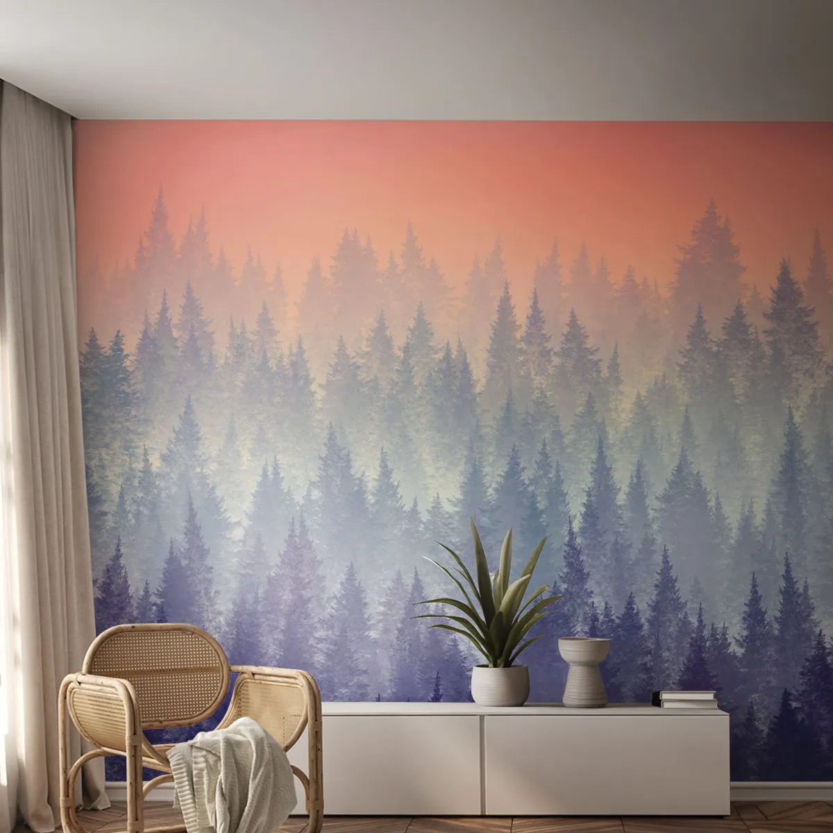 Papier Peint Photo Premium Canvas - Haut, plus haut, vers le ciel - Abstraction, Forêt, Morceau - 350x256 cm