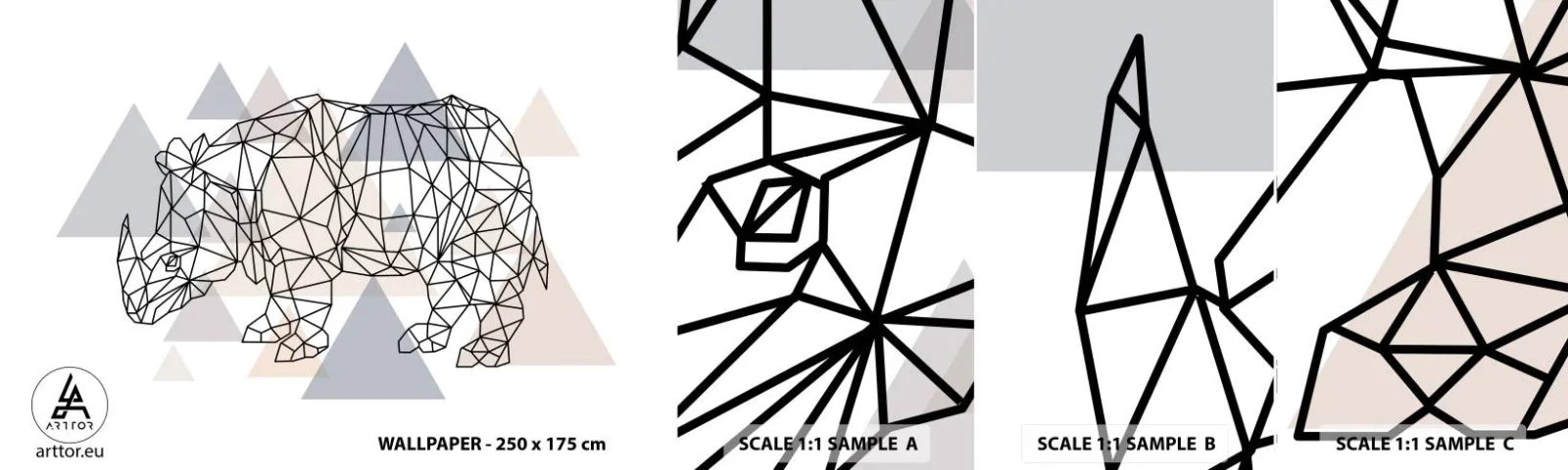 Échantillon De Papier Peint Standard Eco - Structure de force - Abstraction, Graphique, Rhinocéros - 100x30 cm