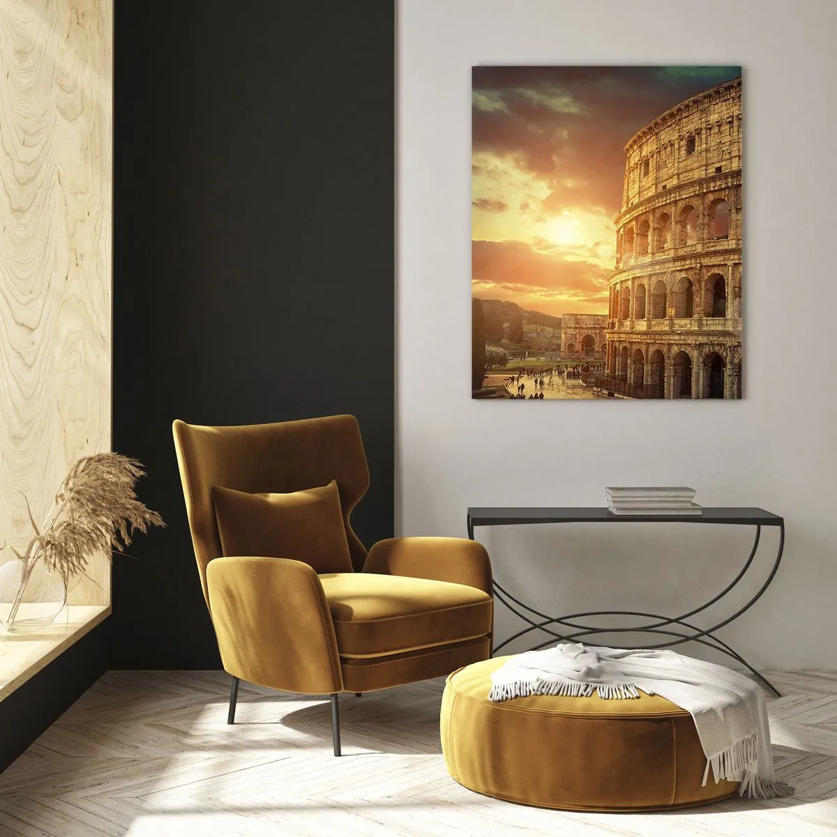 Impression sur verre - Image sur verre - Le Colisée de Rome au coucher du soleil - 80x120cm - Une impression colossale - Décoration murale moderne pour le salon et la chambre ARTTOR
