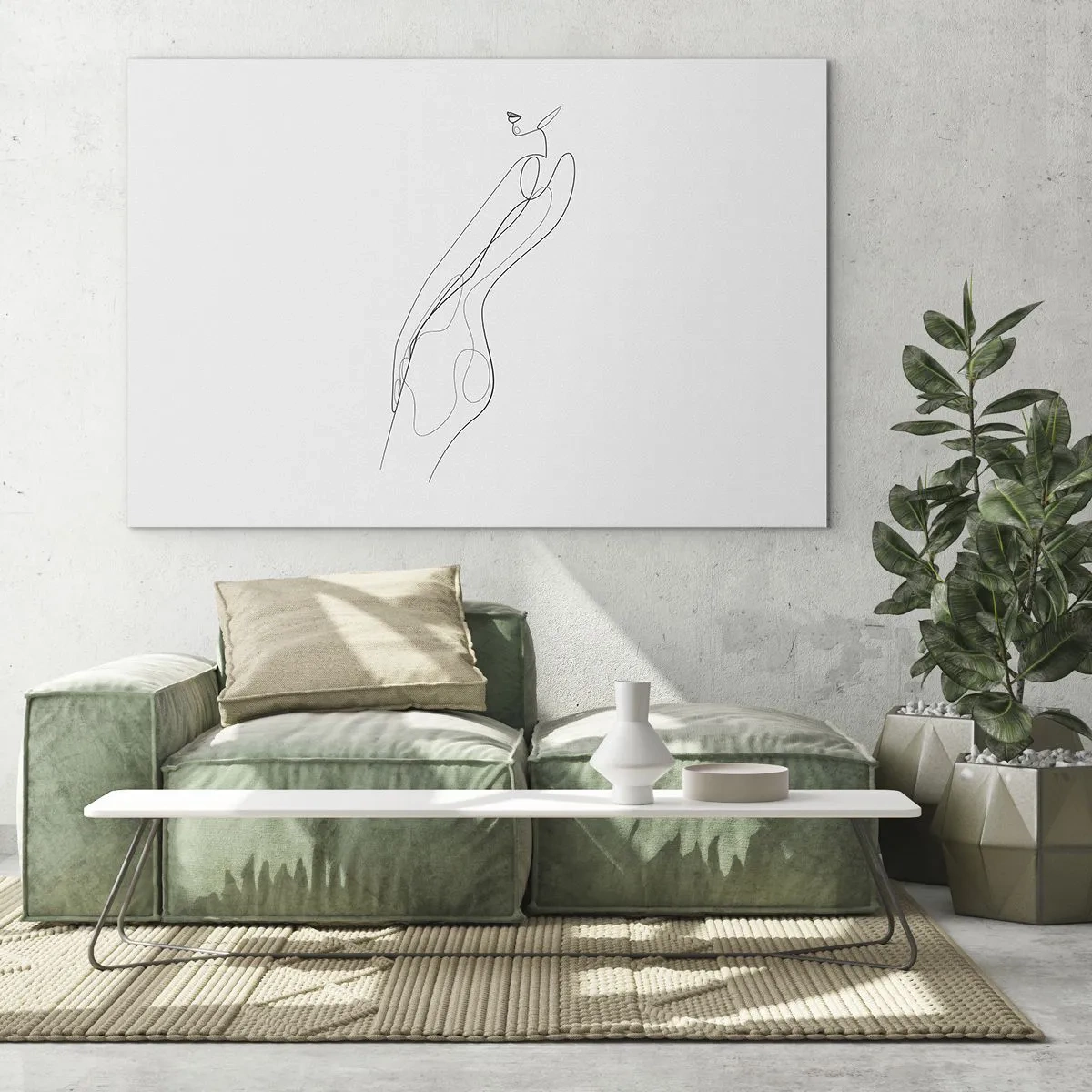 Impression sur verre - Image sur verre - Une ligne minimaliste représentant une silhouette féminine - 70x50cm - Juste une promesse - Décoration murale moderne pour le salon et la chambre ARTTOR