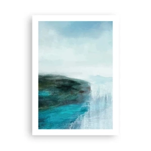 Affiche - Poster - Un paysage pittoresque avec une falaise sur l'eau dans des tons de bleu. - 50x70cm - Abstraction nautique - Décoration murale moderne pour le salon et la chambre ARTTOR