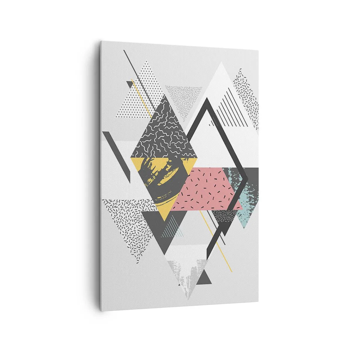 Impression sur toile - Image sur toile - Motifs géométriques sur fond clair - 80x120cm - Variation sur triangle et losange - Décoration murale moderne pour le salon et la chambre ARTTOR