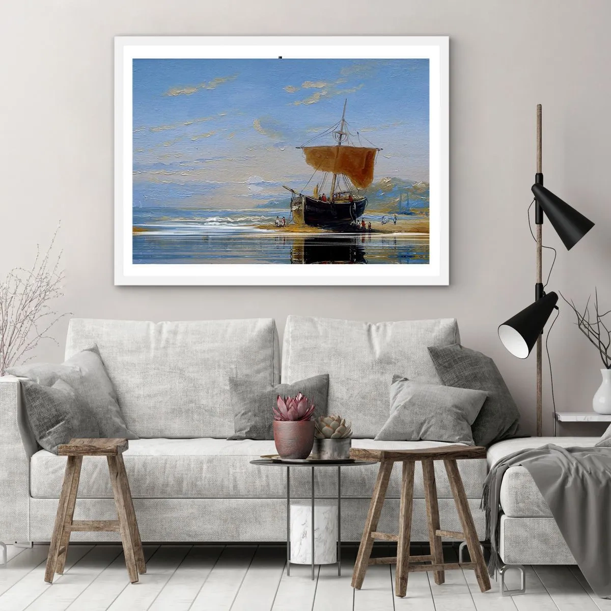 Affiche dans un cadre blanc - Poster - Eau, terre, air - 50x40 cm