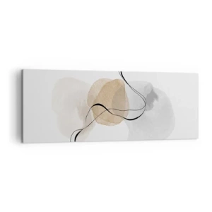Impression sur toile - Image sur toile - Abstraction minimaliste dans les tons beige et gris - 140x50cm - Perles d'air - Décoration murale moderne pour le salon et la chambre ARTTOR
