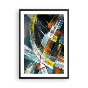 Affiche dans un cadre noir - Poster - Abstraction aux couleurs intenses avec des formes géométriques - 50x70cm - L'énergie du mouvement - Décoration murale moderne pour le salon et la chambre ARTTOR