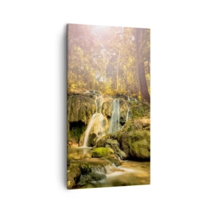 Impression sur toile - Image sur toile - Cascade de forêt en vert - 45x80 cm