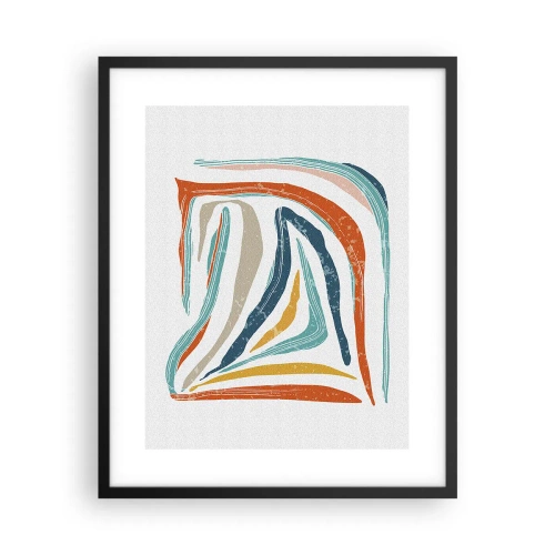 Affiche dans un cadre noir - Poster - Abstraction avec un sourire amical - 40x50 cm