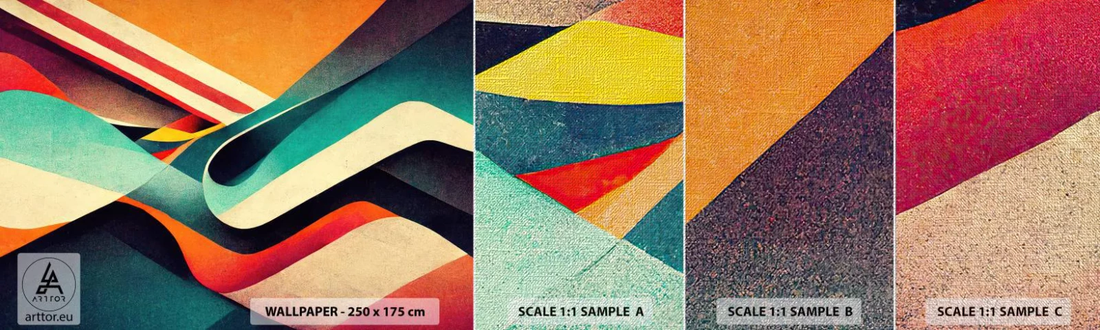 Échantillon de Papier Peint Premium Canvas - Composition intense - Abstraction, Morceau, Lignes - 100x30 cm