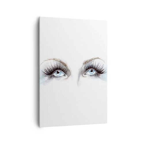 Impression sur toile - Image sur toile - Aquarelle aux yeux bleus et aux accents délicats - 70x100cm - Yeux d'ange? - Décoration murale moderne pour le salon et la chambre ARTTOR