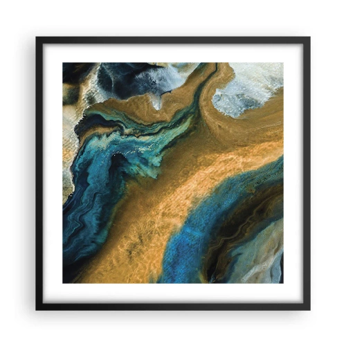 Affiche dans un cadre noir - Poster - Bleu - jaune - influences mutuelles - 50x50 cm