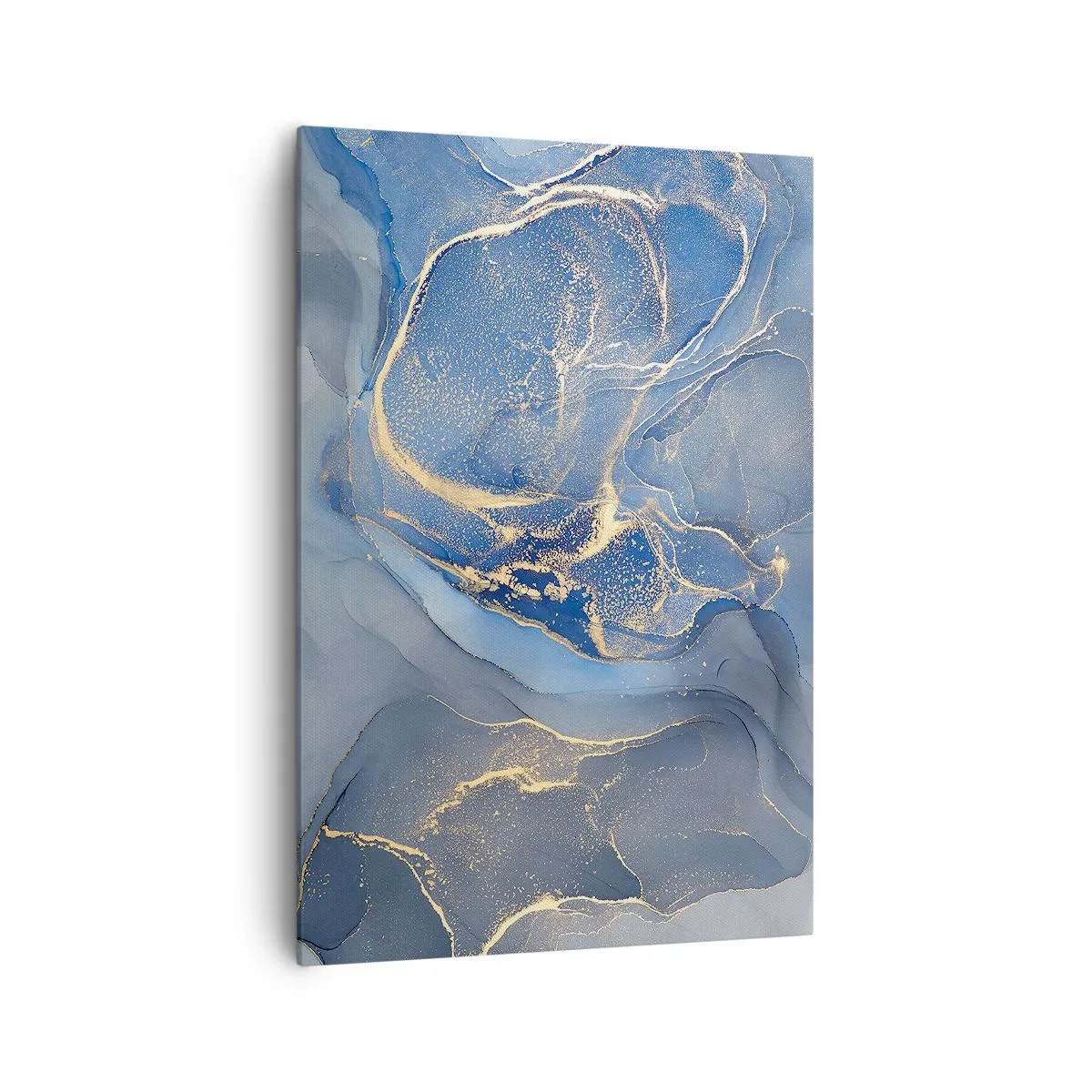 Impression sur toile - Image sur toile - Motifs bleus abstraits avec des accents dorés - 70x100cm - Poussière d'or - Décoration murale moderne pour le salon et la chambre ARTTOR