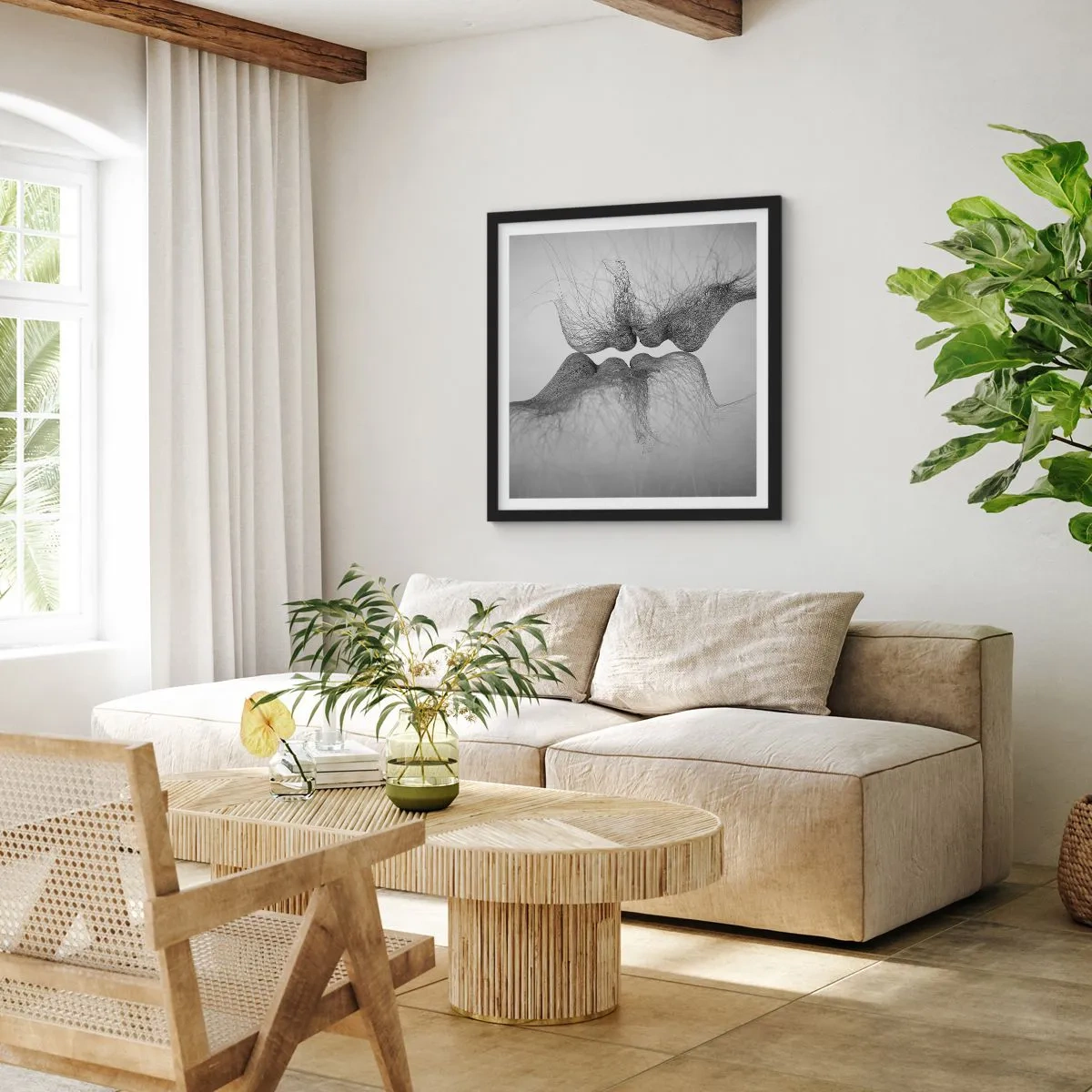 Affiche dans un cadre noir - Poster - La bise du vent - 40x40 cm