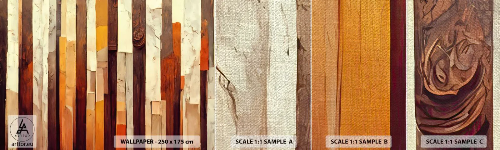 Échantillon de Papier Peint Premium Canvas - Hymne des arbres forestiers - Morceau, Abstraction, Ceintures - 100x30 cm