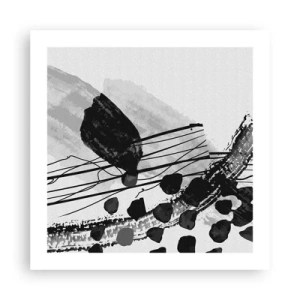 Affiche - Poster - Abstraction organique noir et blanc - 50x50 cm