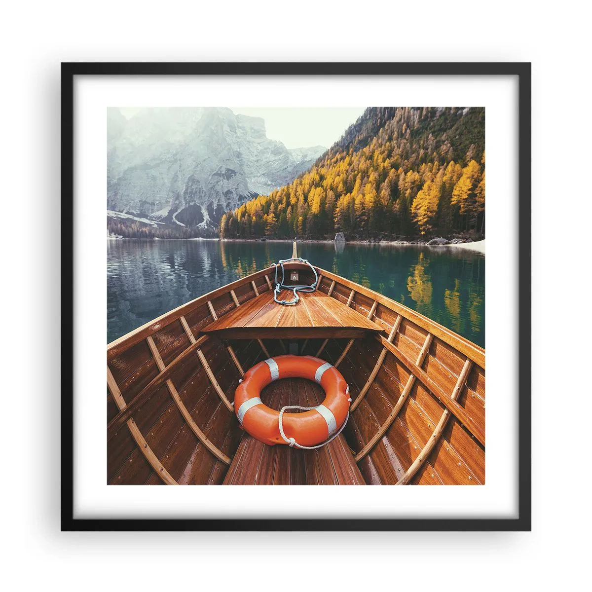 Affiche dans un cadre noir - Poster - Escapade en montagne - 50x50 cm