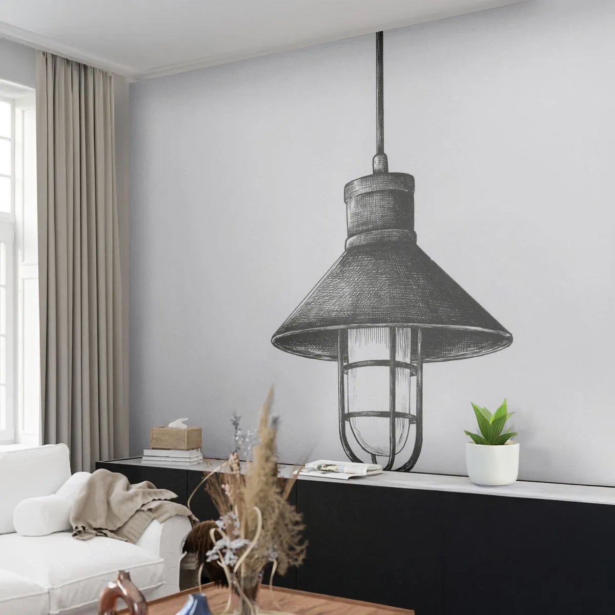 Papier Peint Autocollant Deluxe Sticker - Comme il y a des années… - Lampe, Dessin, Crayon - 350x256 cm