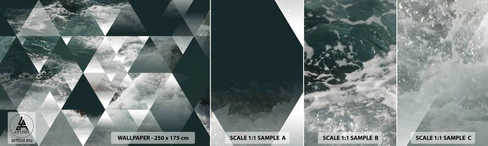 Échantillon de Papier Peint Autocollant Deluxe Sticker - Point de vue de cristal - Abstraction, Vagues, Morceau - 100x30 cm