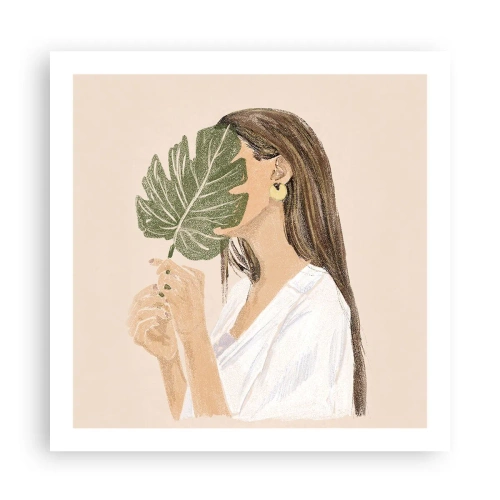Affiche - Poster - Portrait mystérieux avec un éventail - 60x60 cm