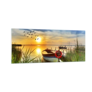 Impression sur verre - Image sur verre - Les cormorans s'envolent déjà - 100x40 cm