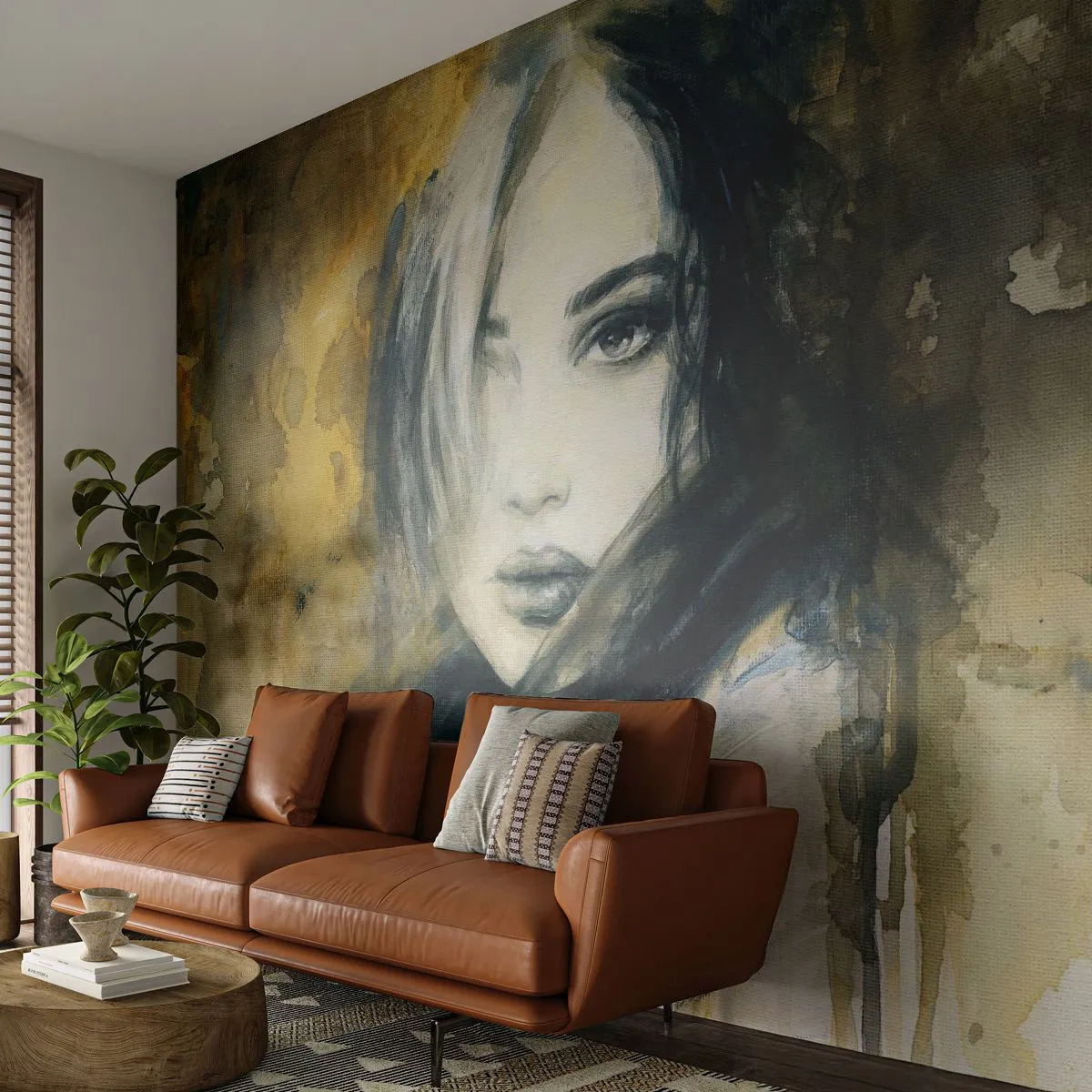 Papier Peint Photo Standard Eco - plutôt innocente ou sensuelle ? - Portrait d'une femme, Visage de femme, Graphique - 500x350 cm