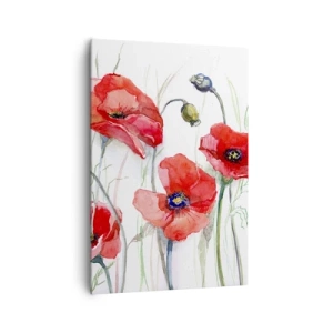 Impression sur toile - Image sur toile - Coquelicots à l'aquarelle sur un fond délicat - 70x100cm - Fleurs polonaises - Décoration murale moderne pour le salon et la chambre ARTTOR