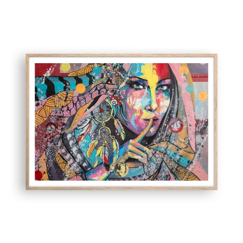 Affiche dans un chêne clair - Poster - Taisez-vous jusqu'à ce que vous compreniez - 100x70 cm