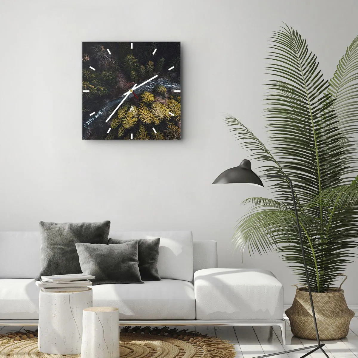 Horloge murale - Pendule murale - Vue d'en haut d'une forêt avec une rivière sinueuse - 30x30cm - De plus en plus vite - Décoration murale moderne pour le salon et la chambre ARTTOR