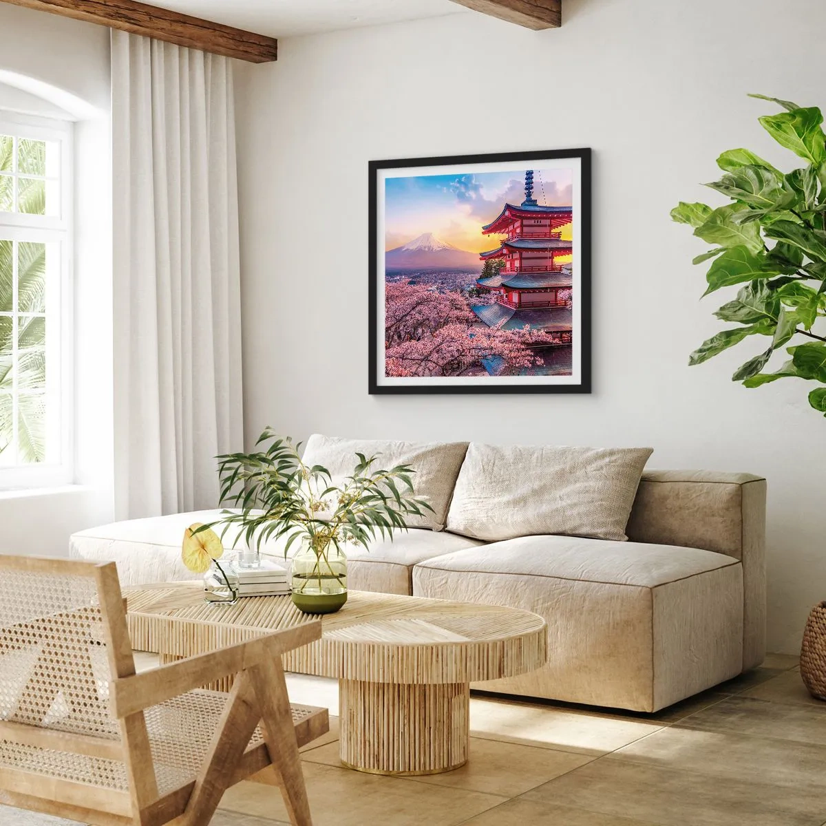 Affiche dans un cadre noir - Poster - Essence d'âme japonnaise - 40x40 cm