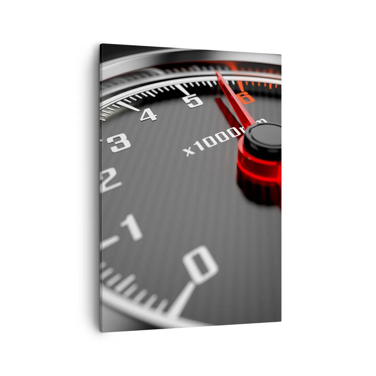 Impression sur toile - Image sur toile - Gros plan du tachymètre avec l'aiguille rouge - 50x70cm - Faites le plein - Décoration murale moderne pour le salon et la chambre ARTTOR
