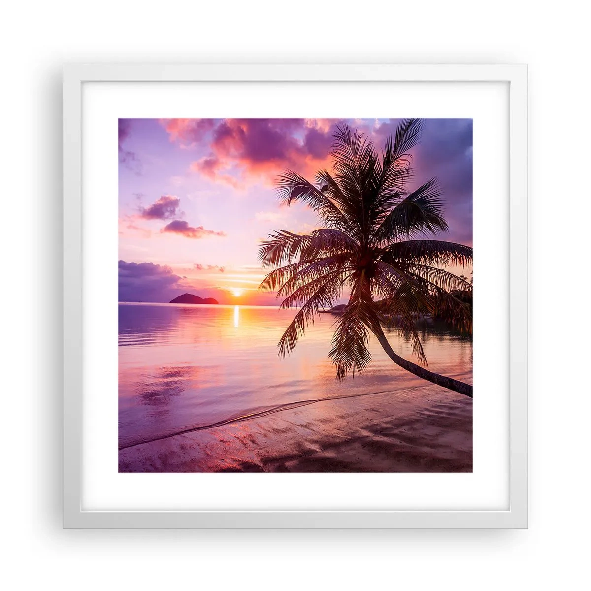 Affiche dans un cadre blanc - Poster - Le bonheur à l'horizon - 40x40 cm