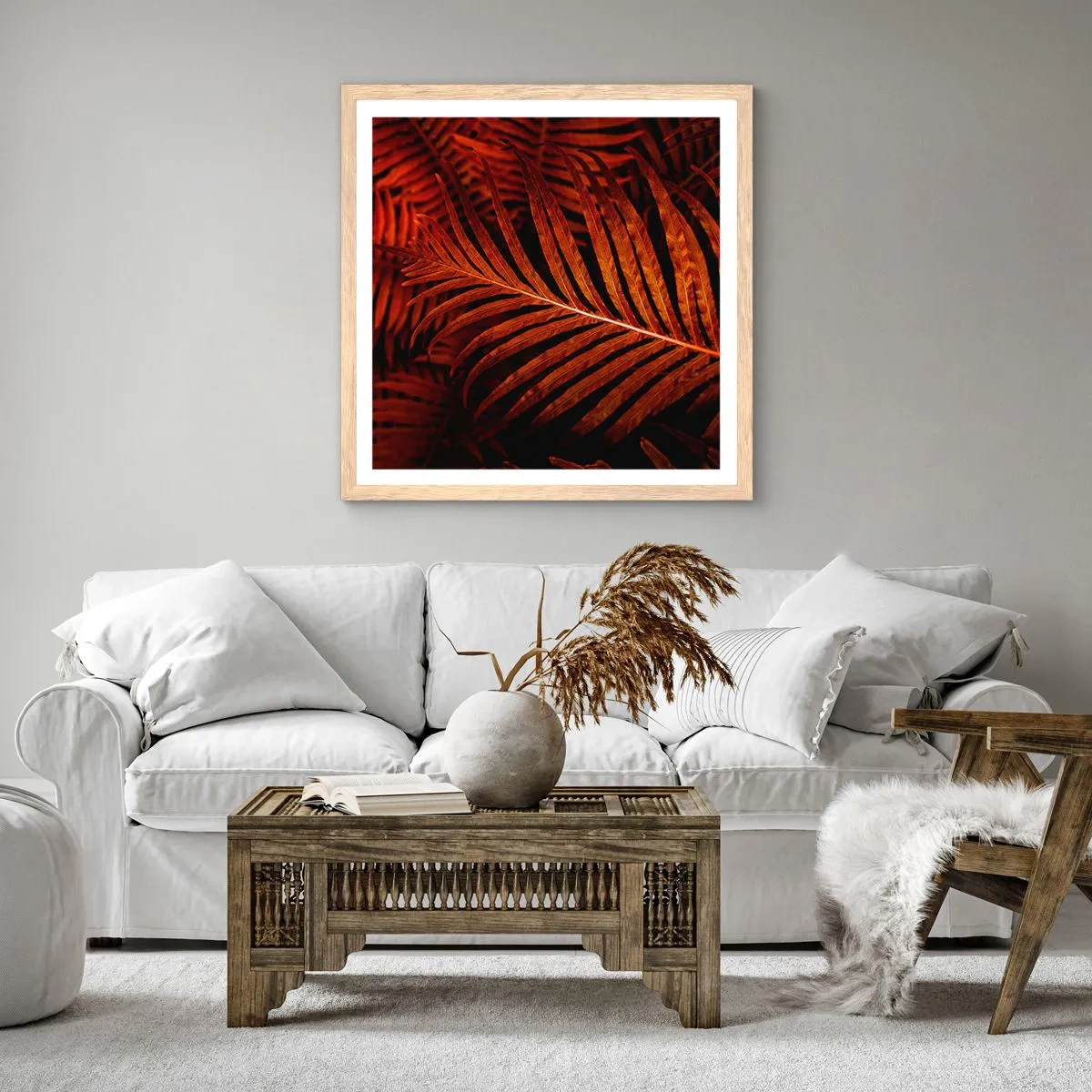 Affiche dans un chêne clair - Poster - Chaleur de la vie - 40x40 cm