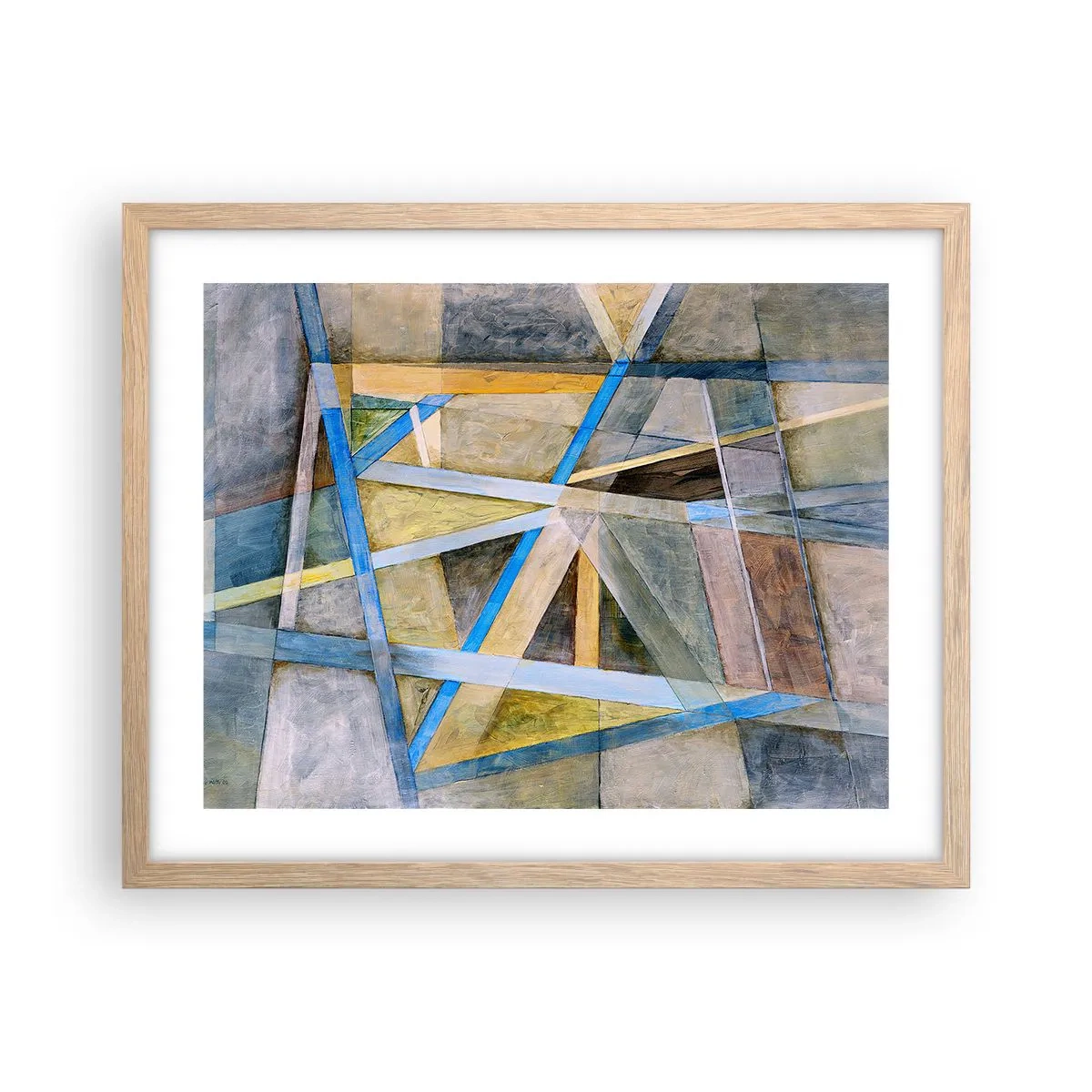 Affiche dans un chêne clair - Poster - Tout droit ou en diagonale ? - 50x40 cm