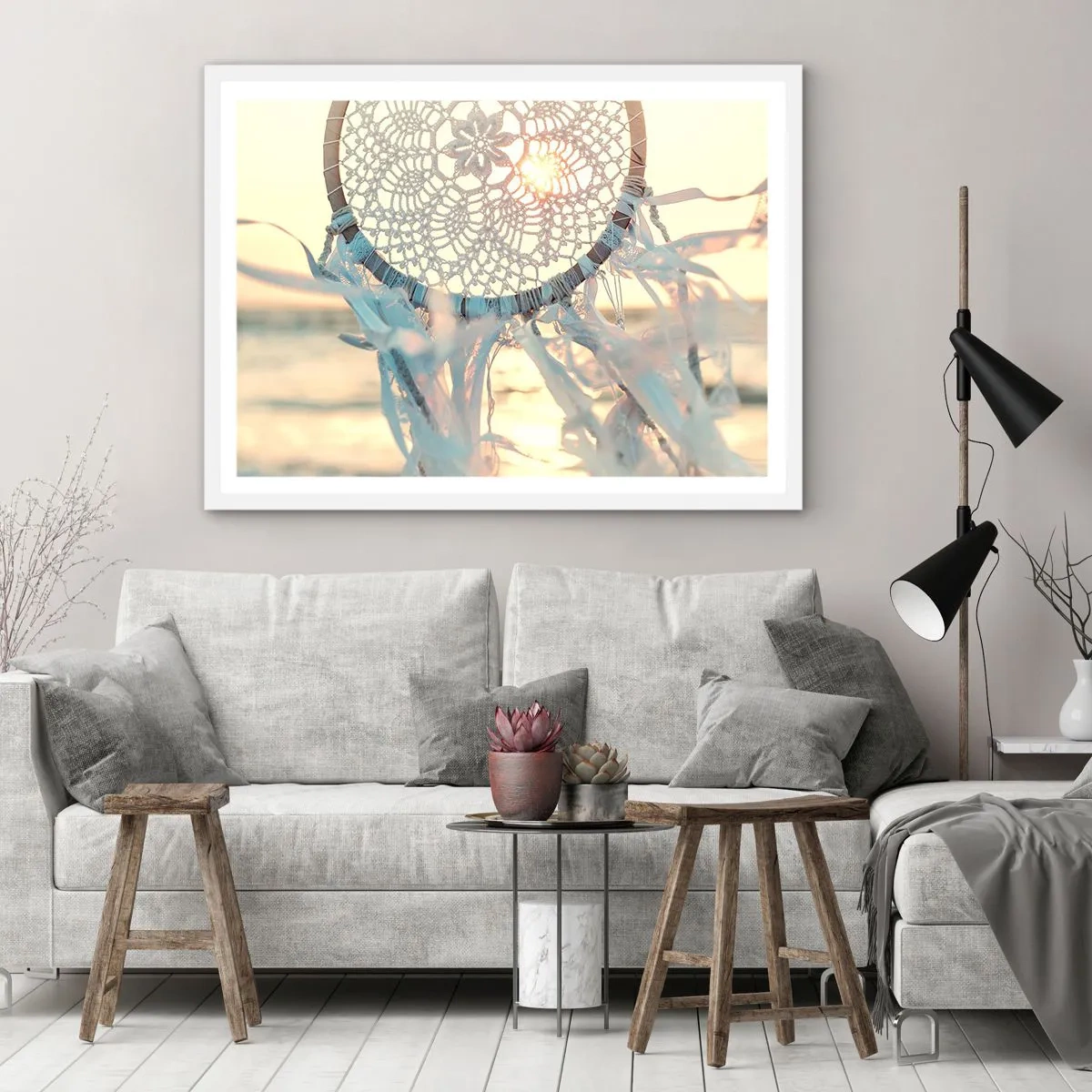Affiche dans un cadre blanc - Poster - Totem en dentelle - 40x30 cm
