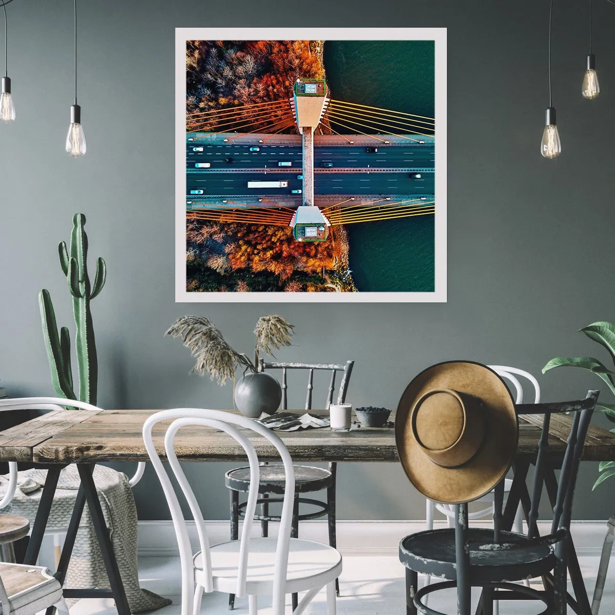 Affiche - Poster - Au dessus de l'eau et de la forêt - 30x30 cm