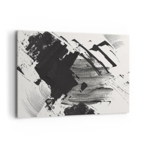 Impression sur toile - Image sur toile - Traits abstraits de noir sur fond blanc - 100x70cm - Abstraction – expression du noir - Décoration murale moderne pour le salon et la chambre ARTTOR